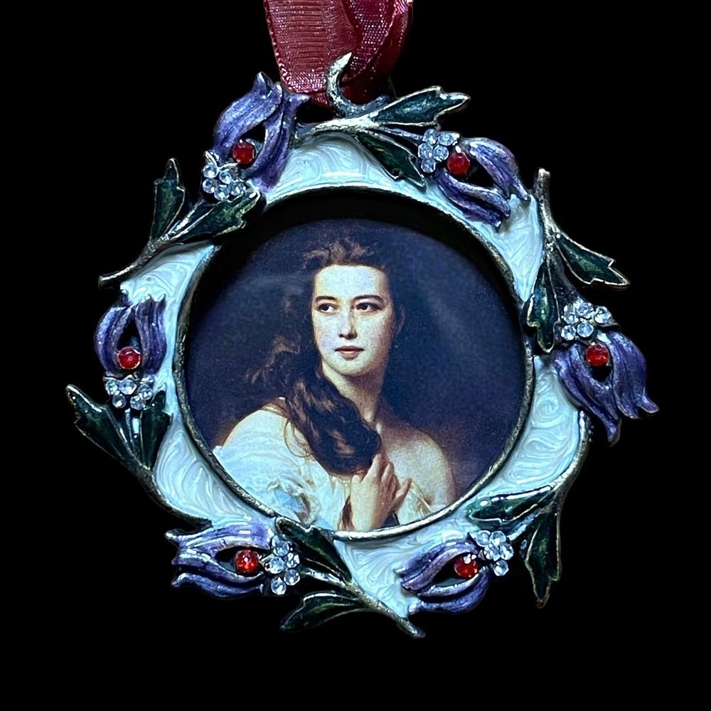 Winward Decor Pendant Verte Ornament Frame Metal Enamel Rhinestones